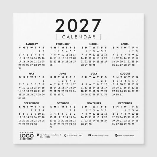 Create Your Own 2027 Business Logo Calendar (正面)