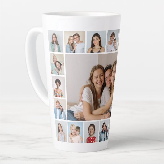 Create Your Own 21 Photo Collage Latte Mug カフェラテマグ (左アングル)