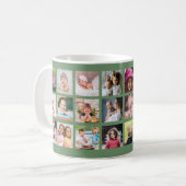 Create Your Own 22 Photo Collage Family Name Green コーヒーマグカップ (正面左)