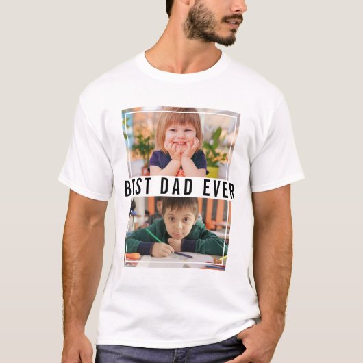 Create Your Own 2 Photo Collage Best Dad Ever Tシャツ (正面)