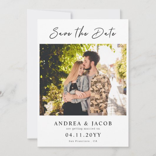 Create Your Own 2 Photo Wedding Save the Date Card セーブザデート (正面)