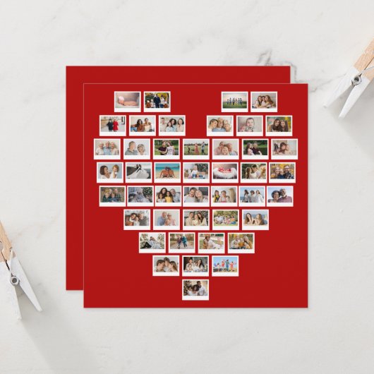 Create Your Own 44 Photo Collage Heart カード (正面/裏面インサイチュ)