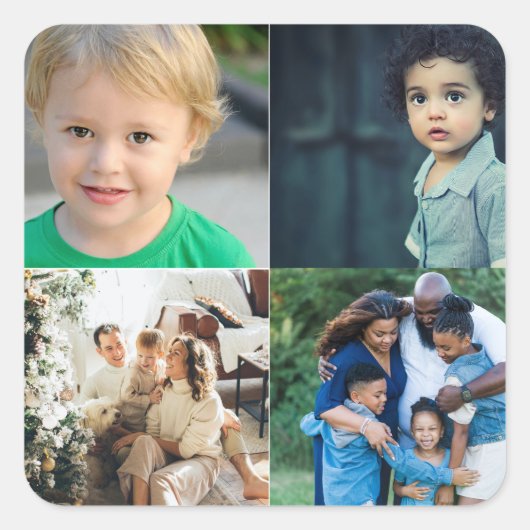 Create Your Own 4 Photo Collage スクエアシール (正面)