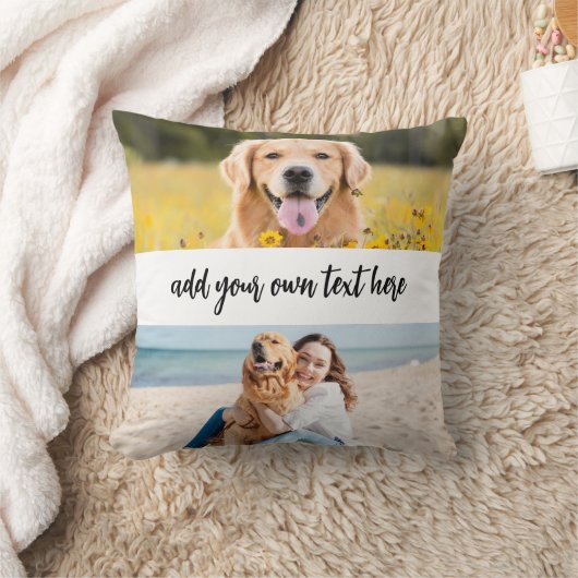 Create Your Own 4 Photo With Text クッション (ブランケット)