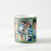 Create Your Own 5 Family Photo Collage Sage Green コーヒーマグカップ (中央)