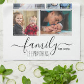 Create Your Own 5 Photo Collage Family Quote Name キッチンタオル (折り畳み)