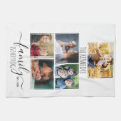 Create Your Own 5 Photo Collage Family Quote Name キッチンタオル (横)