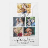 Create Your Own 5 Photo Collage Family Quote Name キッチンタオル (縦)