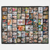 Create Your Own 68 Photo Collage Black フリースブランケット (正面(横))