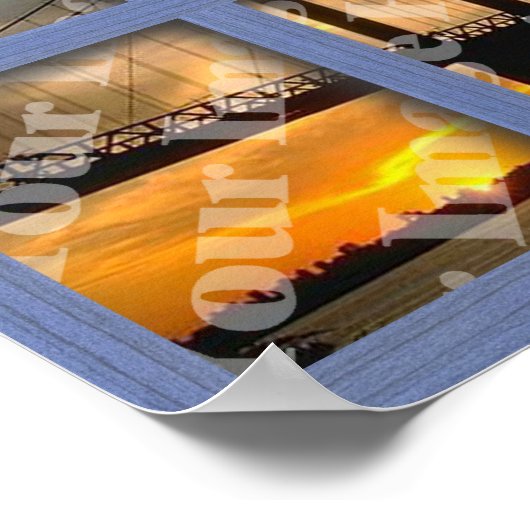 Create Your Own 6 Pane Blue Wood Window Frame ポスター (角)