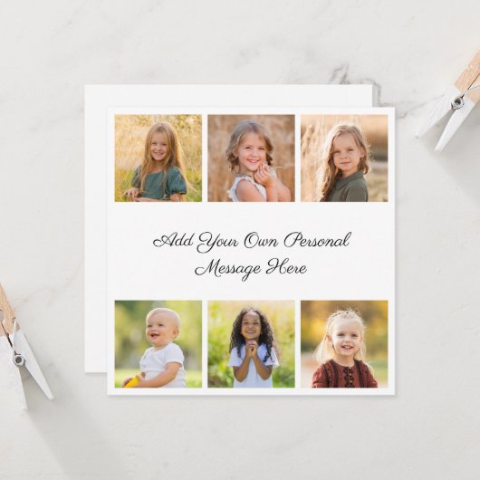Create Your Own 6 Photo Collage Add Your Greeting カード (正面/裏面インサイチュ)
