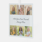 Create Your Own 6 Photo Collage Add Your Greeting ガラスオーナメント (正面左)