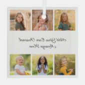 Create Your Own 6 Photo Collage Add Your Greeting ガラスオーナメント (裏面)