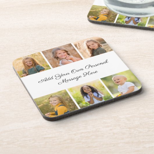 Create Your Own 6 Photo Collage Add Your Greeting コースター (左側)