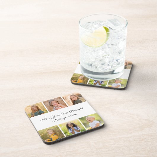 Create Your Own 6 Photo Collage Add Your Greeting コースター (右側)