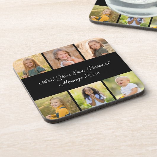 Create Your Own 6 Photo Collage Add Your Greeting コースター (左側)
