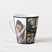Create Your Own 6 Photo Collage Family Name Black カフェラテマグ (左アングル)
