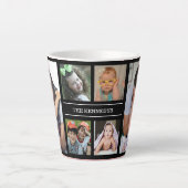 Create Your Own 6 Photo Collage Family Name Black カフェラテマグ (正面)
