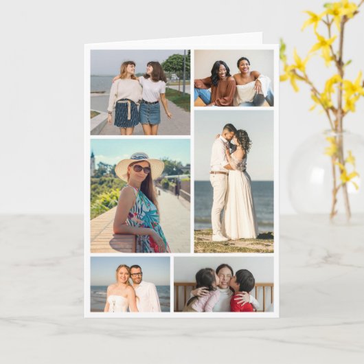 Create Your Own 6 Photo Collage Greeting カード (黄色い花)