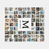Create your Own 72 Photo Collage Monogram フリースブランケット (正面(横))