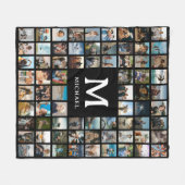 Create your Own 72 Photo Collage Monogram フリースブランケット (正面(横))