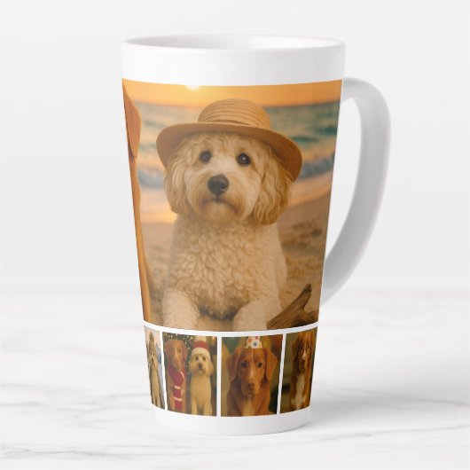 Create your own 7 photo collage personalized カフェラテマグ (右アングル)