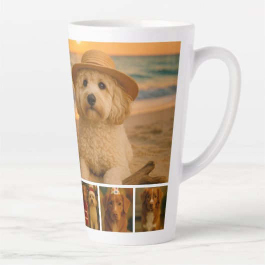 Create your own 7 photo collage personalized カフェラテマグ (右)