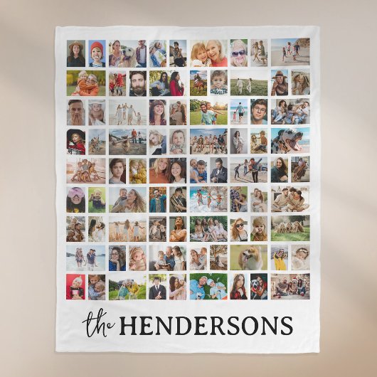 Create Your Own 81 Photo Collage White フリースブランケット
