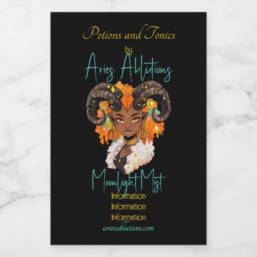 Create Your Own African American Woman Aries ワインラベル (シングルラベル)