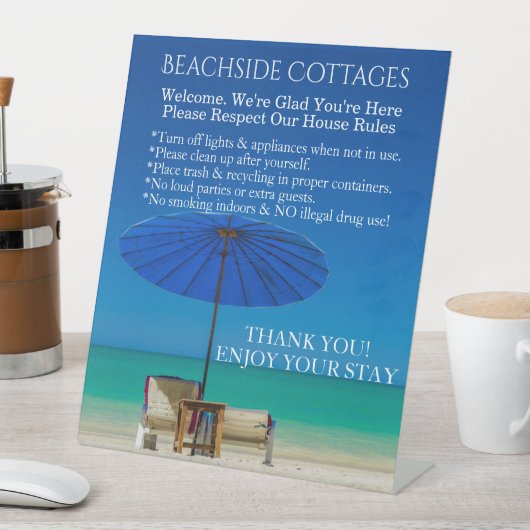 Create Your Own Beach Guest House Rules  台座サイン (インサイチュ)