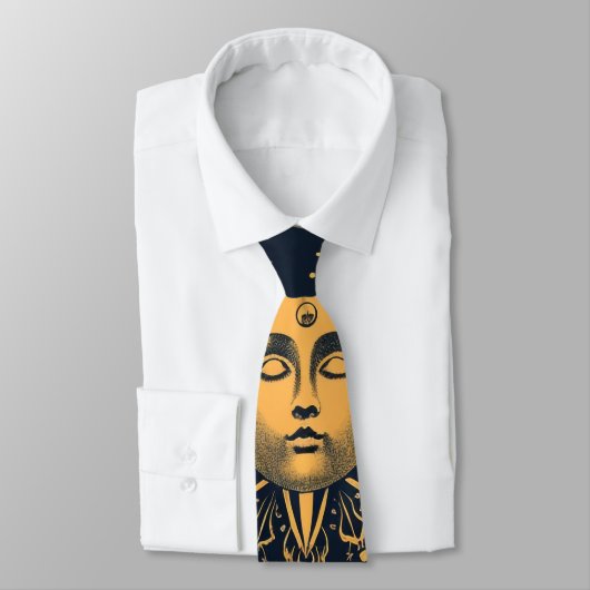 Create Your Own Blue Gold Celestial Moon & Stars ネクタイ (タイ)