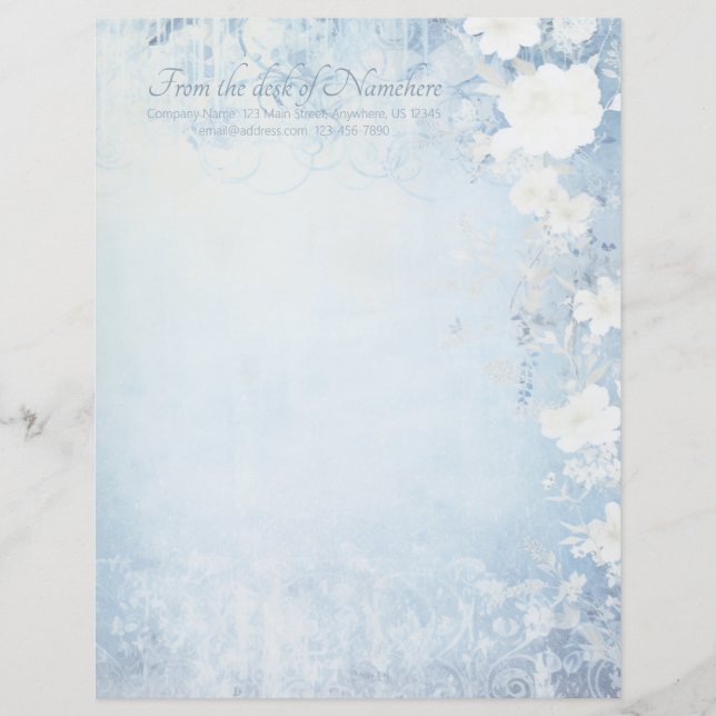Create Your Own Blue Shabby Chic Apple Blossoms レターヘッド (正面)
