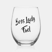 Create Your Own Boss Lady Fuel Stemless Wine Glass ステムなしワイングラス (正面)