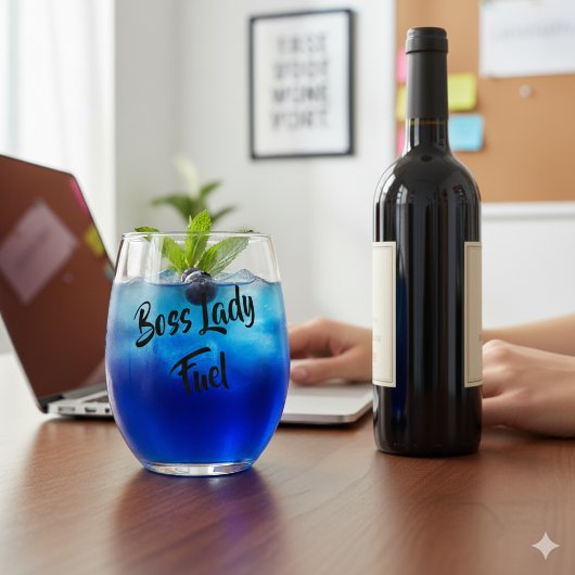 Create Your Own Boss Lady Fuel Stemless Wine Glass ステムなしワイングラス