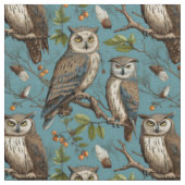 Create Your Own Brown Owls Blue ファブリック (クローズアップ)