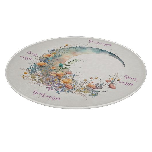 Create Your Own Buttercups Floral Crescent Moon カッティングボード (角)
