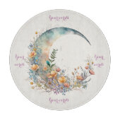 Create Your Own Buttercups Floral Crescent Moon カッティングボード (正面)
