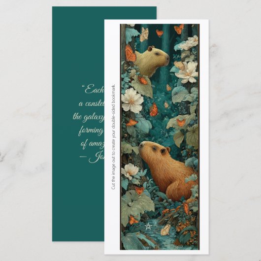 Create Your Own Capybara Flowers Bookmark Card (正面/裏面)