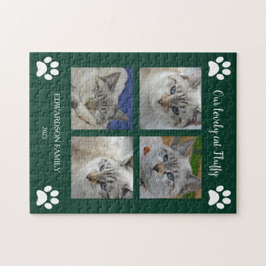 Create your own cat photo collage monogram name ジグソーパズル (横)