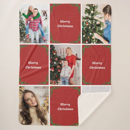 Create Your Own Christmas Photo Collage シェルパブランケット (正面)