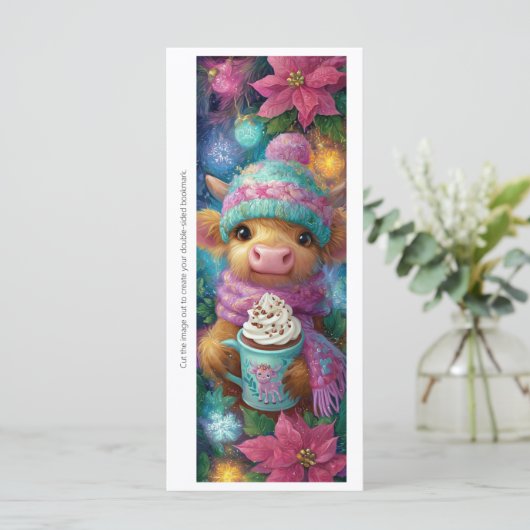 Create Your Own Cozy Highland Calf Bookmark Card (スタンド正面)