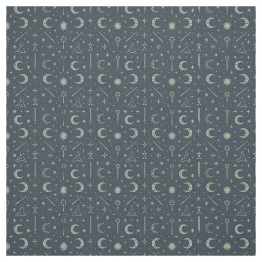 Create Your Own Crescent Moon Magic Wands Blue ファブリック (見本)