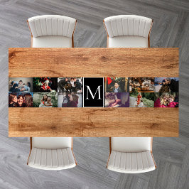Create your own Custom 12 photo collage Monogram  ショートテーブルランナー