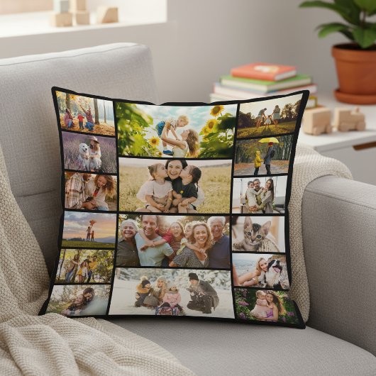 Create Your Own Custom 16 Photo Collage クッション