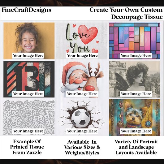 Create Your Own Custom 9 Photo Landscape Decoupage 薄葉紙