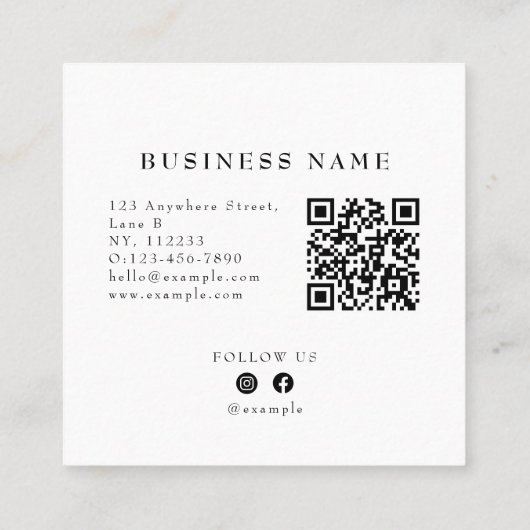 Create Your Own Custom Business Logo Modern White スクエア名刺 (裏面)