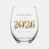 Create Your Own Custom Class of 2026 Graduation ステムなしワイングラス (裏面)