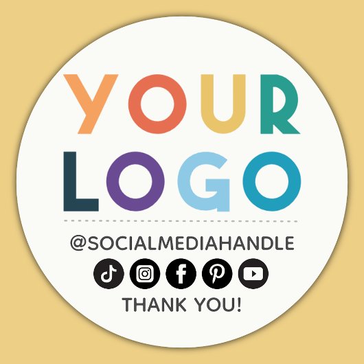 Create Your Own Custom Logo Business Social Media ラウンドシール