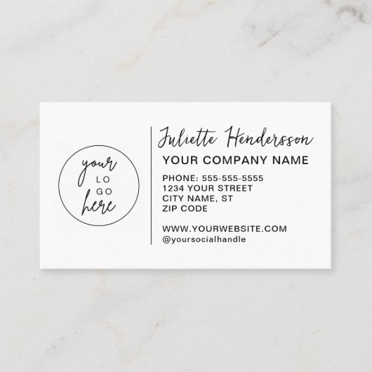 Create Your Own Custom Logo Photo Elegant Business 名刺 (正面)