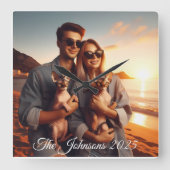 Create Your Own Custom Memorable Family Photo スクエア壁時計 (正面)